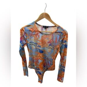 AKIRA Colorful Abstract Long Sleeve Bodysuit